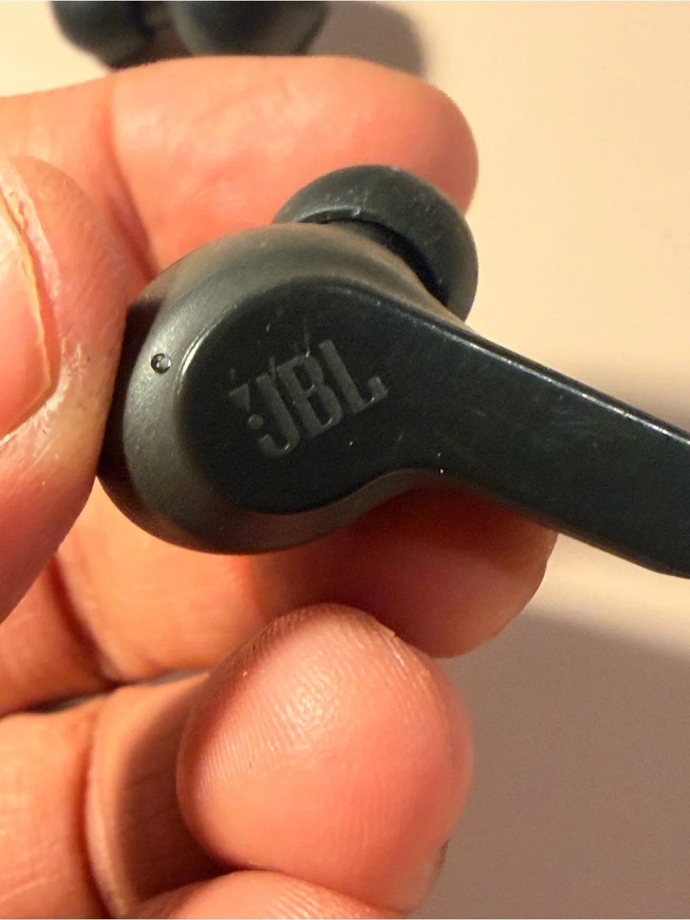 Right JBL True Wireless Earbud - Black Stem Design
